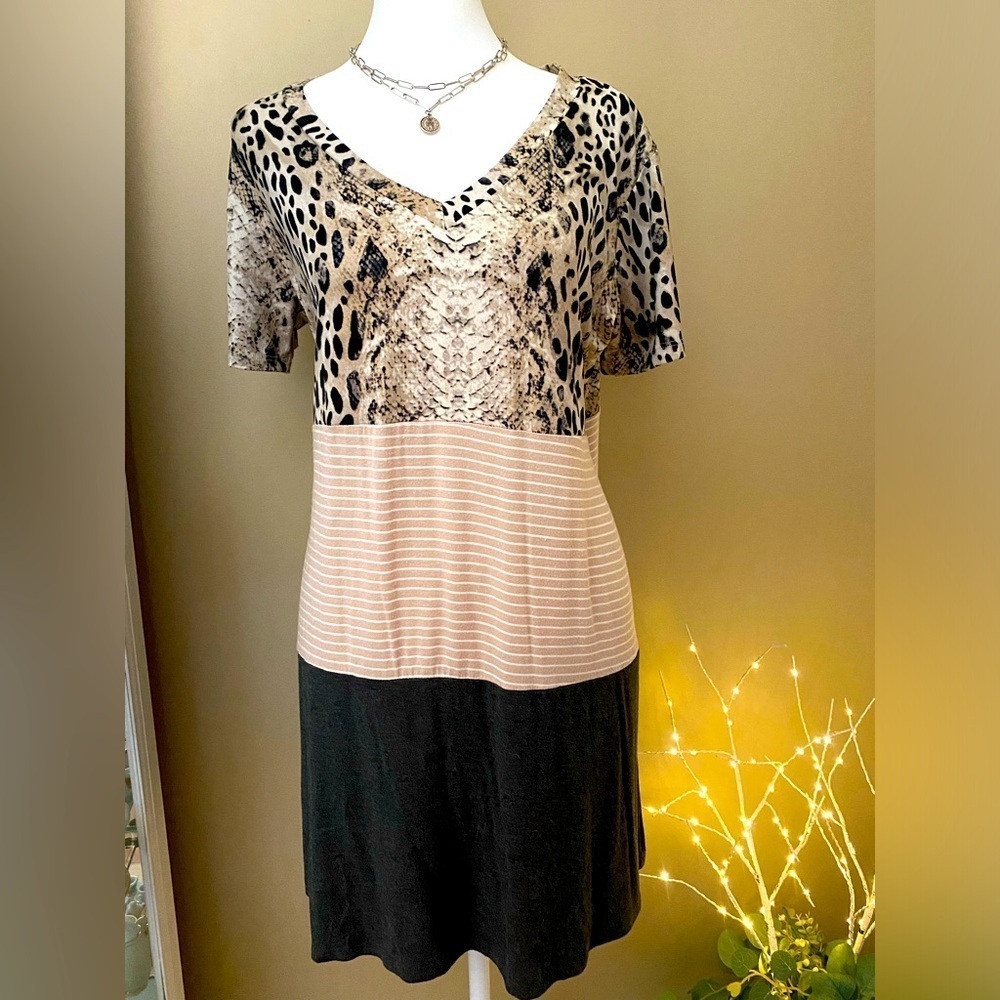 Entro Multi-pattern Midi Dress